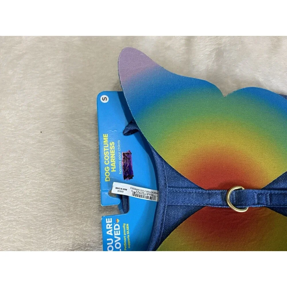 NWT You Are Loved Butterfly Dog Costume Harness  Small Rainbow Wings Halloween